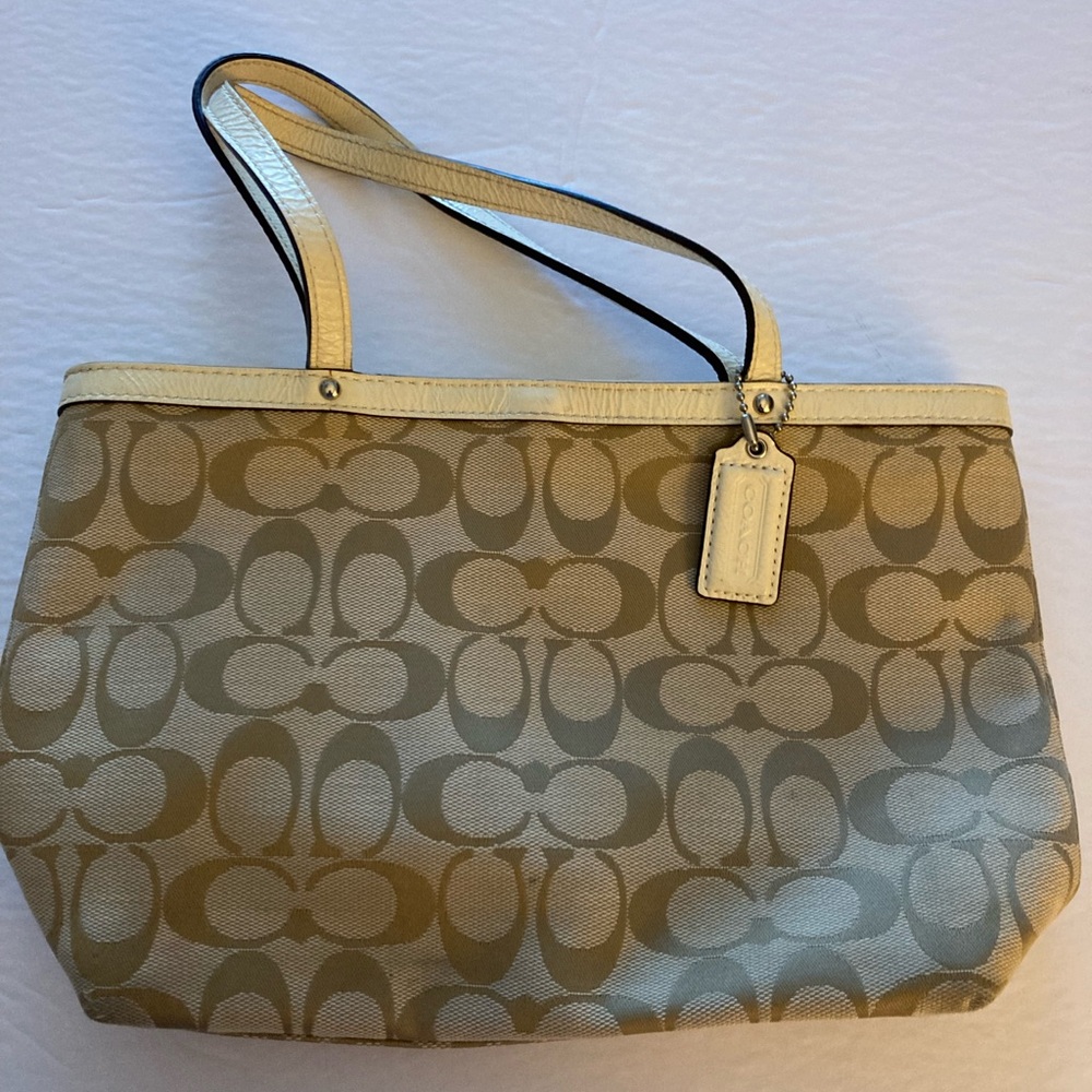 Coach Beige Signature Tote
